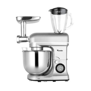 Pétrin CONDOR POWER MIX Multi Fonction - Double Crochet - 1600W - 8L Bol - 1,5L Blender - Silver