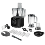 Robot De Cuisine NARDI Multi Fonctions -1000 W- 3.5 L Bol – 1.8 L Blender – Moulin à moudre - Fouet - Noir