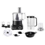 Robot De Cuisine NARDI Multi Fonctions -1000 W- 2.3 L Bol – 2 L Blender – Moulin à moudre - Fouet - Noire