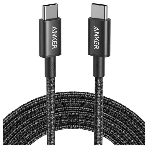 ANKER NEW NYLON USB-C TO USB-C 2.0 CABLE 6FT black